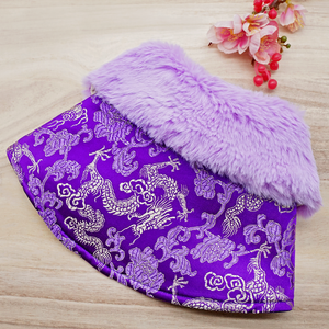 Spring Imperial Amethyst Silver Dragon CNY Cape with Violet Faux Fur Collar