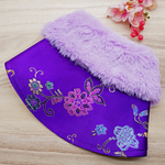 Spring Imperial Lavender Garden CNY Cape with Violet Faux Fur Collar