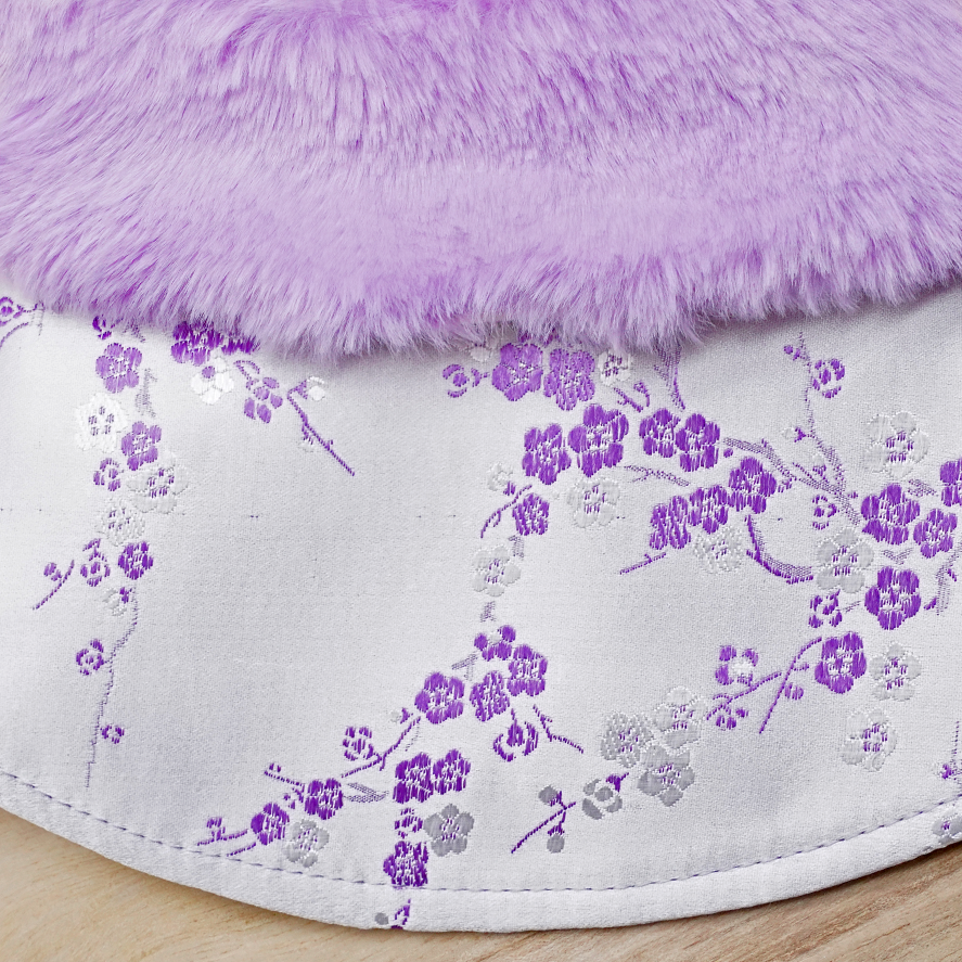 Spring Imperial Lavender Blossom CNY Cape with Violet Faux Fur Collar