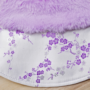 Spring Imperial Lavender Blossom CNY Cape with Violet Faux Fur Collar