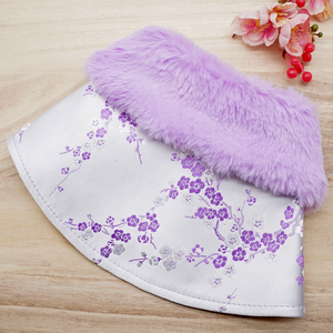 Spring Imperial Lavender Blossom CNY Cape with Violet Faux Fur Collar