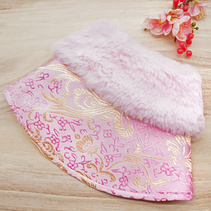 Spring Imperial Baby Pink Gold Phoenix CNY Cape with Baby Pink Faux Fur Collar