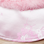 Spring Imperial Baby Pink Blossoms CNY Cape with Rose Pink Faux Fur Collar