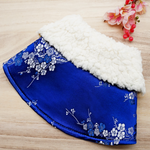 Spring Of Strength in Deep Royal Blue Blossoms CNY Cape with Faux Fur Collar