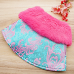 Spring Imperial Pink Blue Phoenix CNY Cape with Fuschia Pink Faux Fur Collar