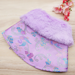 Spring Imperial Mauve Violet Blossom CNY Cape with Violet Faux Fur Collar