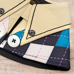 High School Cream Collar Cape in Cream/Dark Turquoise Harlequin