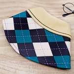 High School Cream Collar Cape in Cream/Dark Turquoise Harlequin