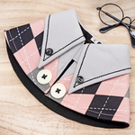 High School Light Grey Collar Cape in Pink/Grey Harlequin